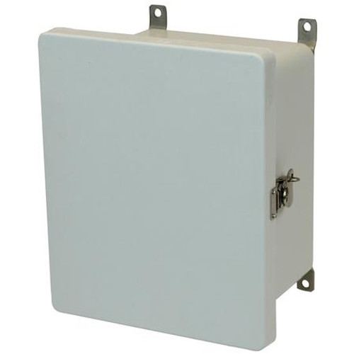 AM1084T | Allied Moulded Products 10 x 8 x 4 Fiberglass enclosure with hinged cover and twist latch