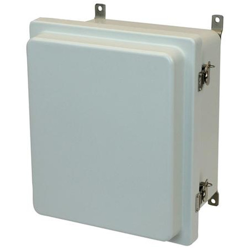 AM1206RT | 12 x 10 x 6 Fiberglass enclosure with raised hinged cover and twist latch