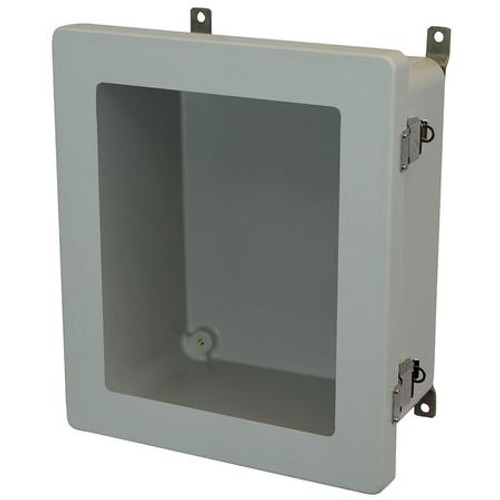 AM1648LW | 16 x 14 x 8 Fiberglass enclosure with hinged window cover and snap latch