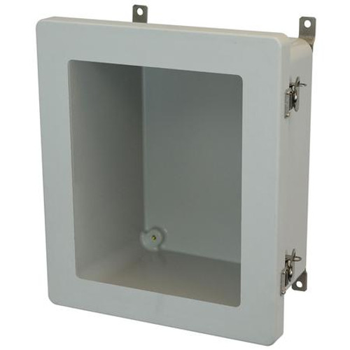 AM1426TW | Allied Moulded Products 14 x 12 x 6 Fiberglass enclosure with hinged window cover and stainless-steel twist latch