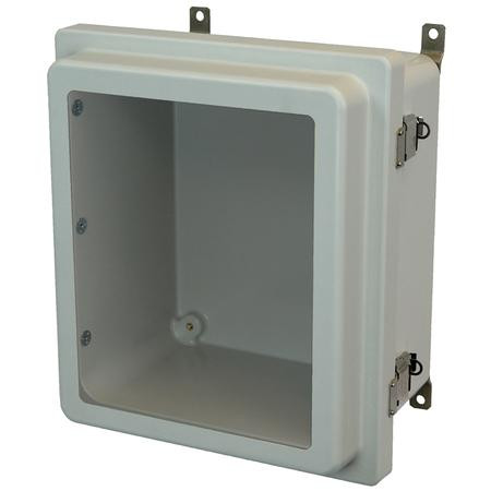 AM1206RLW Allied Moulded Products 12 x 10 x 6 Fiberglass enclosure with raised hinged window cover and stainless-steel snap latch