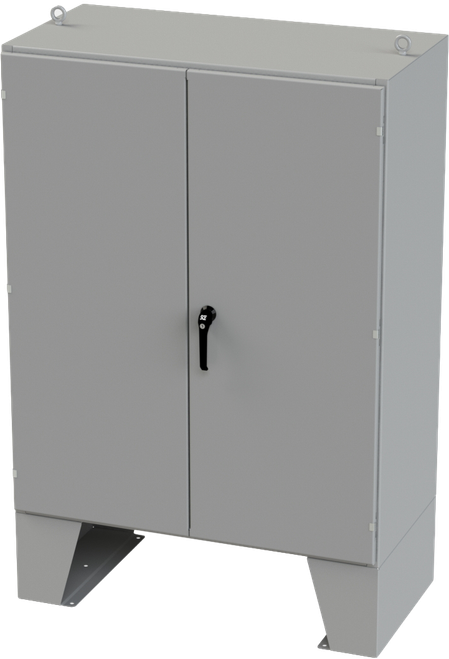 SCE-604824LP Saginaw Control and Engineering 60in x 48in x 24in Carbon Steel Enclosure with 2 Doors and Handle with 3-Point Latch