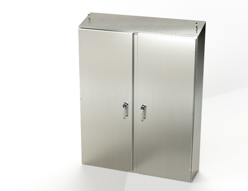 SCE-60EL4812SSST | Saginaw Control & Engineering 60 x 48 x 12 S.S. 2DR EL Sloping Top Enclosure