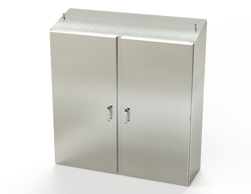 SCE-60EL6018SSST | Saginaw Control & Engineering 60 x 60 x 18 S.S. 2DR EL Sloping Top Enclosure