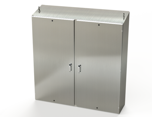 SCE-72EL7218SSST | Saginaw Control & Engineering  72 x 72 x 18 S.S. 2DR EL Sloping Top Enclosure