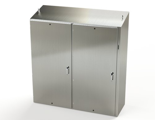 SCE-72XEL7324SSST | Saginaw Control & Engineering 72 x 73 x 24 S.S. 2DR XEL Sloping Top Enclosure