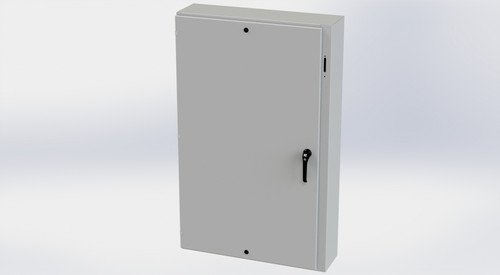 SSCE-60XEL3710LPLG Saginaw Control and Engineering 60 x 37.38 x 10 Carbon Steel Disconnect Enclosure with Hinged Cover and 3-Point Latching Mechanism