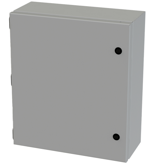 SCE-1614ELJLG Saginaw Control and Engineering 16in x 14in x 6in Carbon Steel Enclosure with Hinged Door and Mini Quarter Turn Latches
