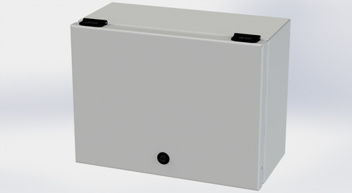 SCE-L9126ELJLG Saginaw Control and Engineering 9 x 12 x 6 Carbon Steel Trough Enclosure with Hinged Door and Mini Quarter Turn Latches