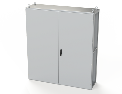 SCE-T181605LG Saginaw Control and Engineering 70.87 x 62.99 x 18 Carbon Steel Enclosure with Hinged Doors and 3-Point Latching Mechanism