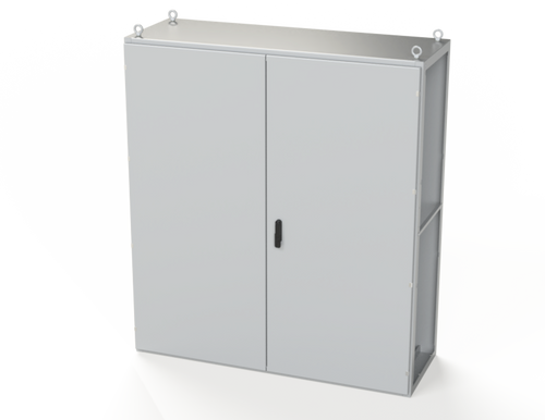 SCE-T181606LG Saginaw Control and Engineering 70.87 x 62.99 x 22 Carbon Steel Enclosure with Hinged Doors and 3-Point Latching Mechanism