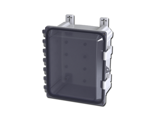 SCE-1008PCW Saginaw Control and Engineering 11.41 x 10.68 x 6.36 Polycarbonate Enclosure with a Clear Window and Hasp and Staple for Padlocking