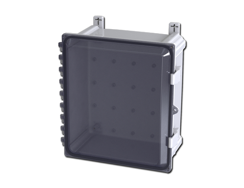 SCE-1412PCW Saginaw Control and Engineering 15.4 x 14.68 x 7.86 Polycarbonate Enclosure with a Clear Window and Hasp and Staple for Padlocking