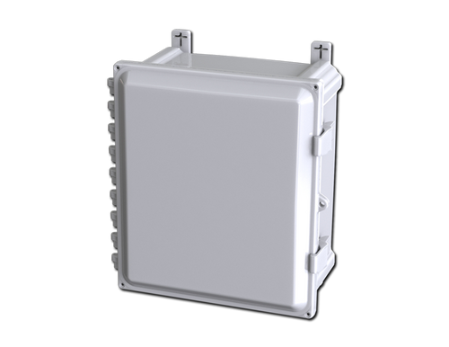 SCE-1412PC Saginaw Control and Engineering 15.4 x 14.68 x 7.89 Polycarbonate Enclosure with Hinged Cover and Hasp and Staple for Padlocking