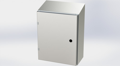 SCE-20EL1606SSST Saginaw Control and Engineering 20 x 16 x 6 Stainless Steel Sloping Top Enclosure with Hinged Door and Quarter Turn Latches