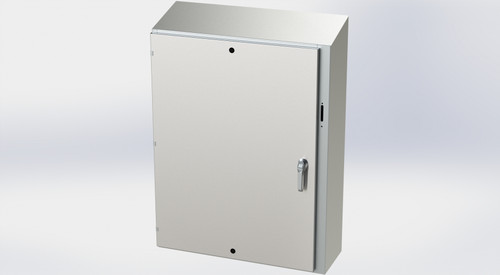 SCE-48XEL3712SSST Saginaw Control and Engineering 48 x 37.375 x 12 Stainless Steel Sloping Top Enclosure with Hinged Door and 3-Point Latching Mechanism
