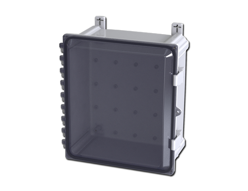 SCE-808PCW  Saginaw Control and Engineering 9.41 x 9.41 x 5.86 Polycarbonate Enclosure with a Clear Window and Hasp and Staple for Padlocking