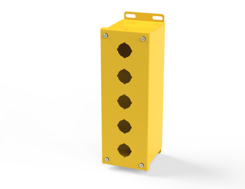 SCE-5PBX-RAL1018 Saginaw Control and Engineering 12 x 4 x 4.75 Carbon Steel 5-Hole Pushbutton Enclosure with Screw Cover