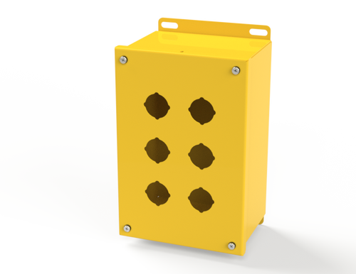 SCE-6PBX-RAL1018 Saginaw Control and Engineering 9.5 x 6.25 x 4.75 Carbon Steel 6-Hole Pushbutton Enclosure with Screw Cover