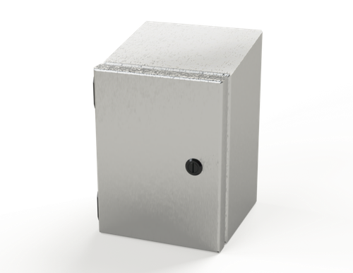 SCE-8066ELJSSST Saginaw Control and Engineering 8 x 6 x 6 Stainless Steel Sloping Top Enclosure with Quarter Turn Latches