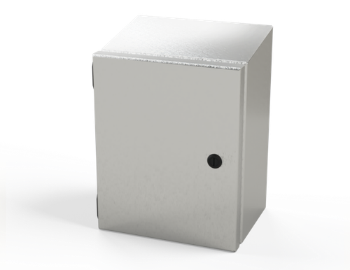 SCE-10086ELJSSST Saginaw Control and Engineering 10 x 8 x 6 Stainless Steel Sloping Top Enclosure with Quarter Turn Latches