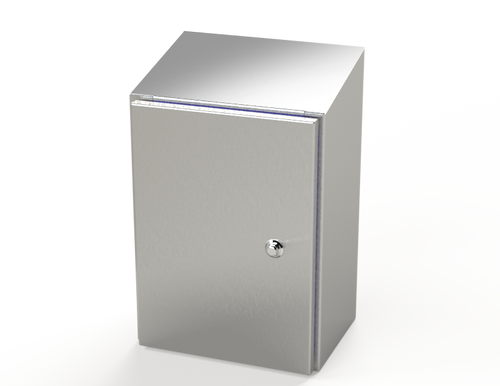 SCE-16K1208SSST Saginaw Control and Engineering 16 x 12 x 8 S.S. Sanitary Sloping Top Enclosure
