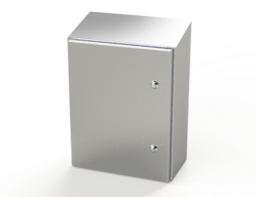 SCE-20K1608SSST Saginaw Control and Engineering 20 x 16 x 8 Stainless Steel Sanitary Sloping Top Enclosure with Quarter Turn Latches