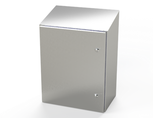 SCE-24K2012SSST Saginaw Control and Engineering 24 x 20 x 12 Stainless Steel Sanitary Sloping Top Enclosure with Quarter Turn Latches