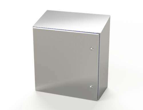 SCE-24K2412SSST Saginaw Control and Engineering 24 x 24 x 12 Stainless Steel Sanitary Sloping Top Enclosure with Quarter Turn Latches