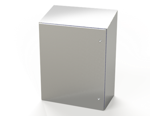 SCE-36K3016SSST Saginaw Control and Engineering 36 x 30 x 16 Stainless Steel Sanitary Sloping Top Enclosure with Quarter Turn Latches