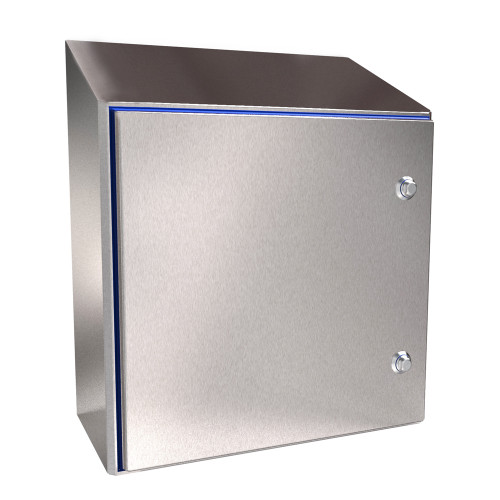 HYW16168SS Hammond Manufacturing 16in x 16in x 8in Hygienic stainless steel enclosure with sloped top and silicone gasket