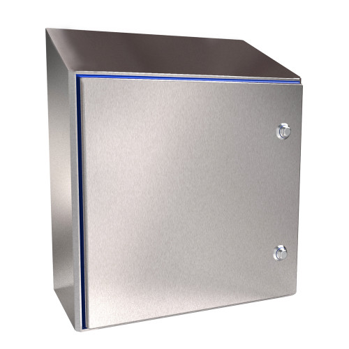 HYW24248SS Hammond Manufacturing 24in x 24in x 8in Hygienic stainless steel enclosure with sloped top and silicone gasket