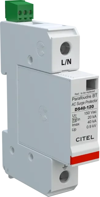 DS41S-120 Citel DIN-Rail Mounted AC Surge Protection Device (120V, 1ph, 40kA Imax, UL1449 Type 4CA)