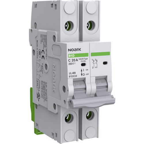B1H2B5 Noark Miniature Circuit Breakers, B1H UL 489, 2P, B Curve, 5A, 10 kA, 480Y/277 Vac, Box Lug B1H2B5 Noark Miniature Circuit Breakers, B1H UL 489, 2P, B Curve, 5A, 10 kA, 480Y/277 Vac, Box Lug
