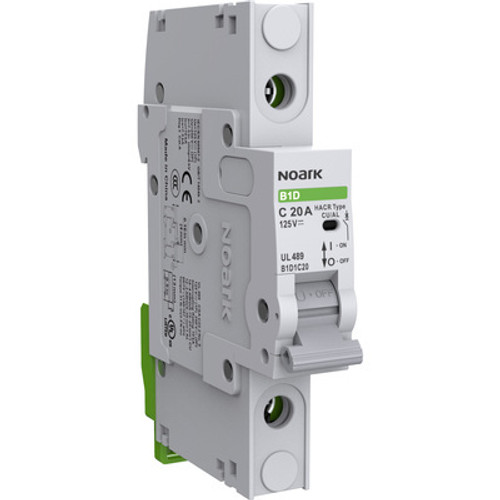 B1N1D20 Noark Miniature Circuit Breakers, B1N UL 489, 1P, D Curve, 20A, 10 kA, 240 Vac / 60 Vdc, Box Lug