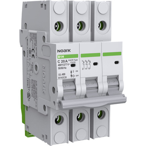 B1N3B10 Noark Miniature Circuit Breakers, B1N UL 489, 3P, B Curve, 10A, 10 kA, 240 Vac, Box Lug B1N3B10 Noark Miniature Circuit Breakers, B1N UL 489, 3P, B Curve, 10A, 10 kA, 240 Vac, Box Lug