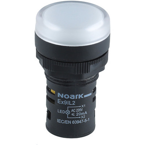 Ex9IL2A1 Noark Indicator Lights, Ex9IL, Curved Lens, Resistance Type, White, 6 Vac/dc