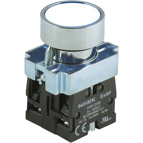 Ex9PBA1 Noark Pushbutton Non-Illuminated, Ex9PB, Momentary Flush, Replacement Head, White, Metal Ex9PBA1 Noark Pushbutton Non-Illuminated, Ex9PB, Momentary Flush, Replacement Head, White, Metal