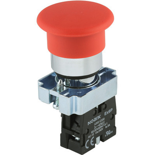 Ex9PBC41 Noark Pushbutton Non-Illuminated, Ex9PB,  Momentary 40mm Mushroom Head, Red, 1NO