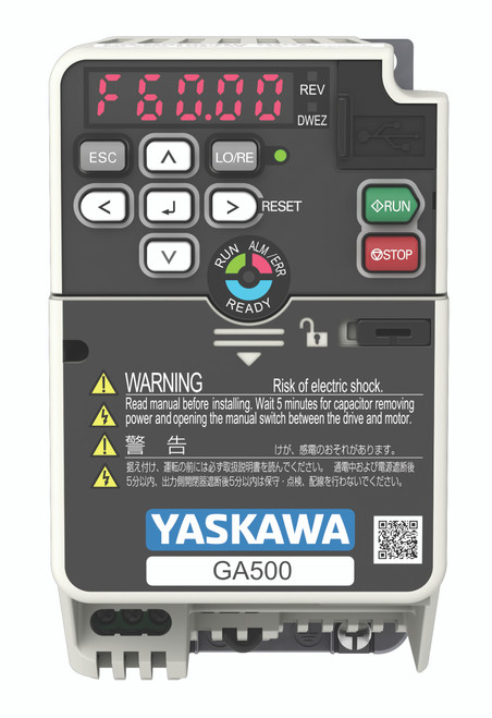 GA50UB002EBA Yaskawa AC Variable Frequency Drive (1/4 HP, 1.9 Amps VT - 1/4 HP, 1.6 Amps CT, 240V, 1-Phase, IP20/Protected Chassis w/ EMC Filter)
