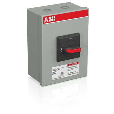 EOT540N3PA3-SBA ABB Enclosed Rotary Disconnect (3 Pole, 40 Amps, Metal NEMA Type 3R Rainproof Black Selector handle)