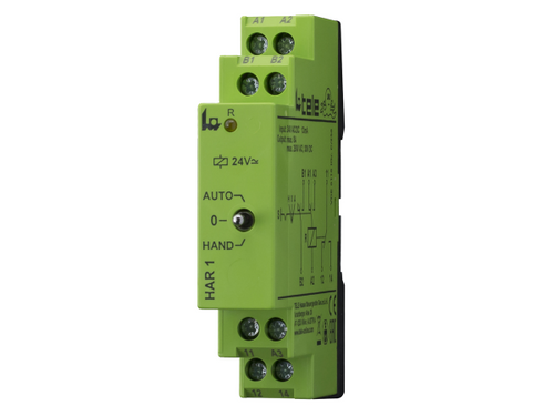 HAR1 24VAC/DC Tele Controls Coupling relay with manual control, check-back function for manual control