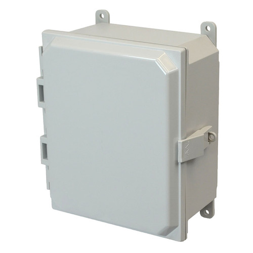 AMP864NLF Allied Moulded Products 8 x 6 x 4 Polycarbonate Enclosure with Hinged Cover and Nonmetal Snap Latch