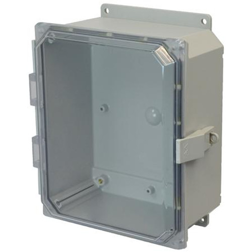 AMP1084CCNLF | Polycarbonate enclosure with hinged clear cover and nonmetal snap latch