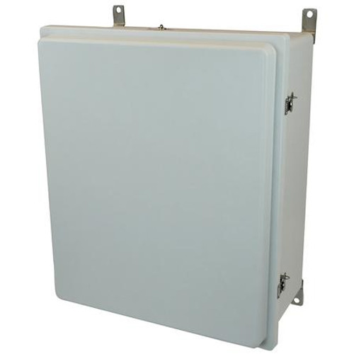 AM24208RT | 24 x 20 x 8 Fiberglass enclosure with raised hinged cover and twist latch