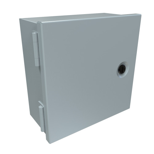 N1J884 Hammond Manufacturing 8in x 8in x 4in Type 1 Mild Steel Enclosure with Hinged Cover and Quarter Turn Latch