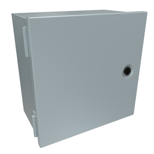 N1J10106 Hammond Manufacturing 10in x 10in x 6in Type 1 Mild Steel Enclosure with Hinged Cover and Quarter Turn Latch