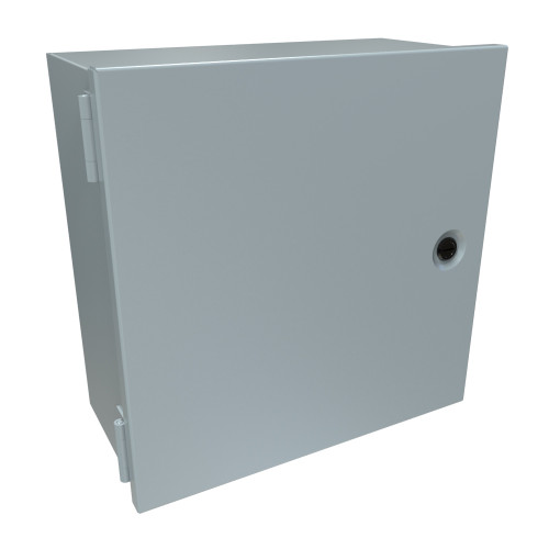 N1J12126 Hammond Manufacturing 12in x 12in x 6in Type 1 Mild Steel Enclosure with Hinged Cover and Quarter Turn Latch