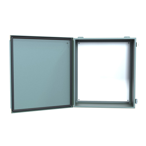 1414PHO6 Hammond Manufacturing 16in x 14in x 6in Type 12 Mild Steel Enclosure with Hinged Cover and Stainless Steel Screw Clamps
