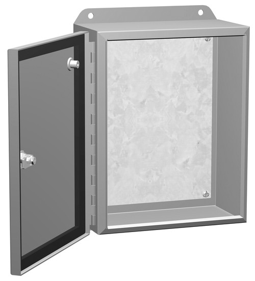 EJ12124 | Steel junction box with hinged cover and quarter turn latch (with panel)